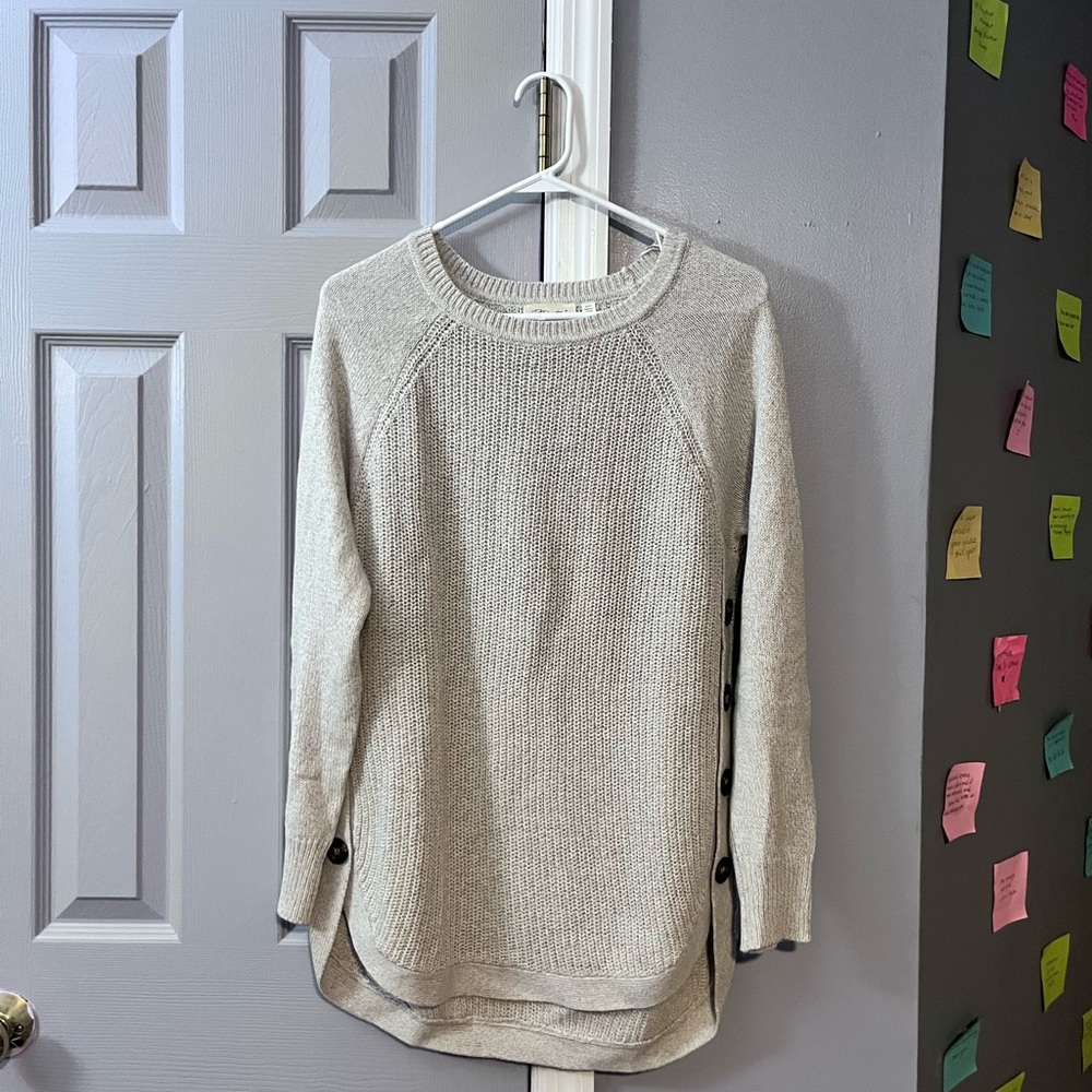 RD Style Cream Button-Accent Sweater
